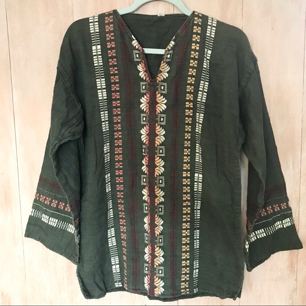 Vintage Embroidered Poncho Pullover
